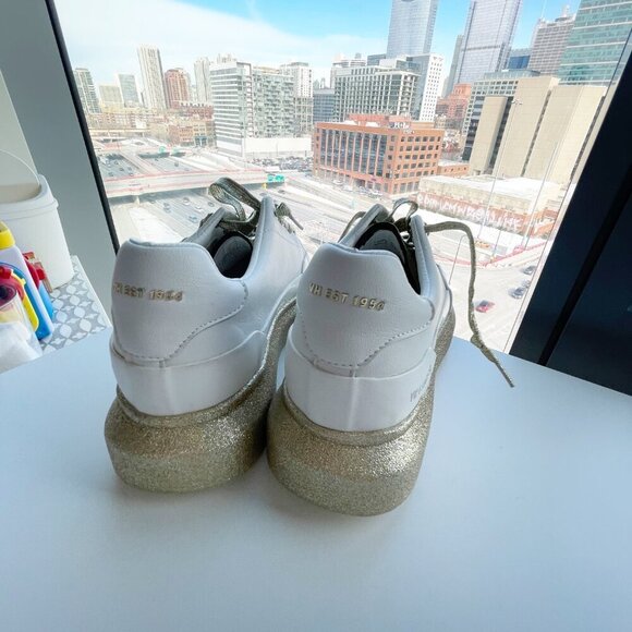 Vintage Havana EST 1964 Tara Sparkly White Leather Platform Sneakers Size 10 - Picture 7 of 9